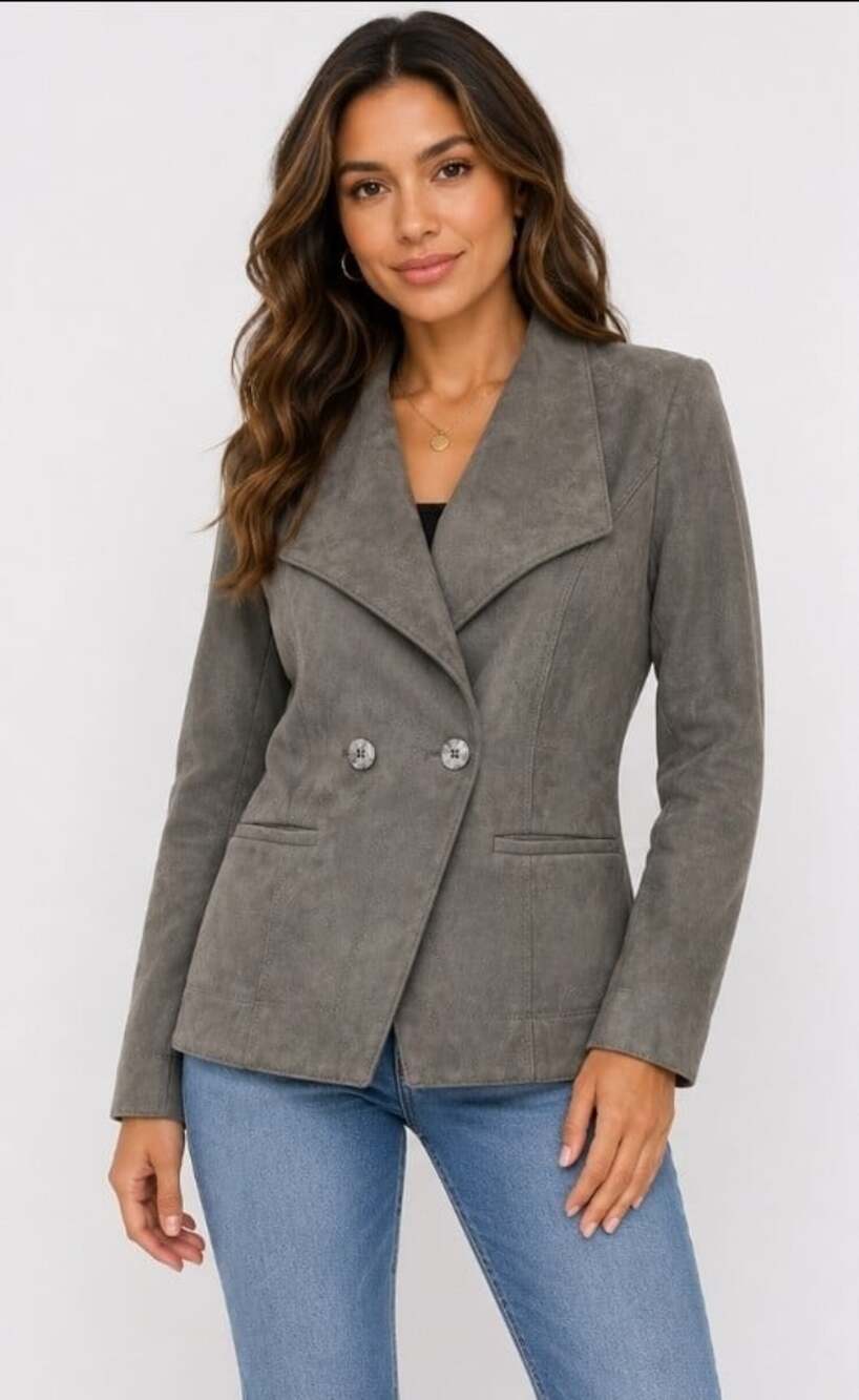 White House Black Market Ultra-Suede Smoked Pearl Jacket Grey Size 2 New NWT T90